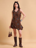 Flora Adjustable Linen Dress Coffee Brown