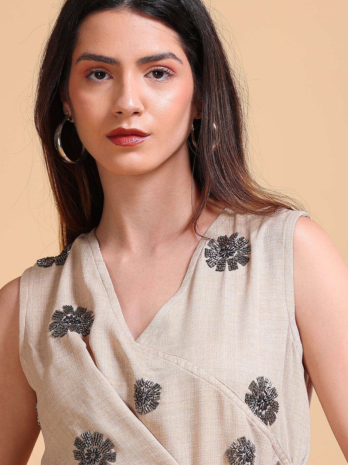 Flora Adjustable Linen Dress Cream Khaki
