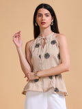 Tira Keyhole Top Beige