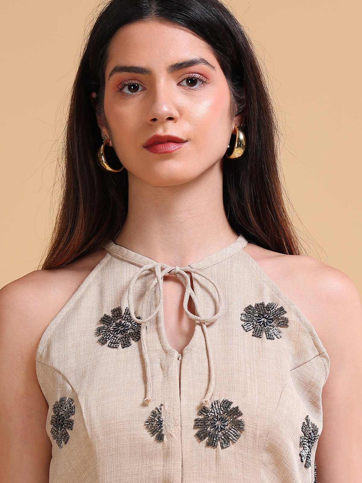 Tira Keyhole Top Beige