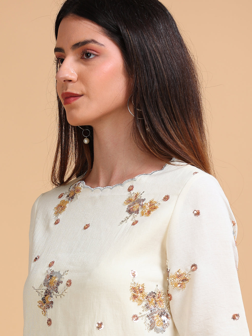 Luna Embroidered Top and Skirt Ivory
