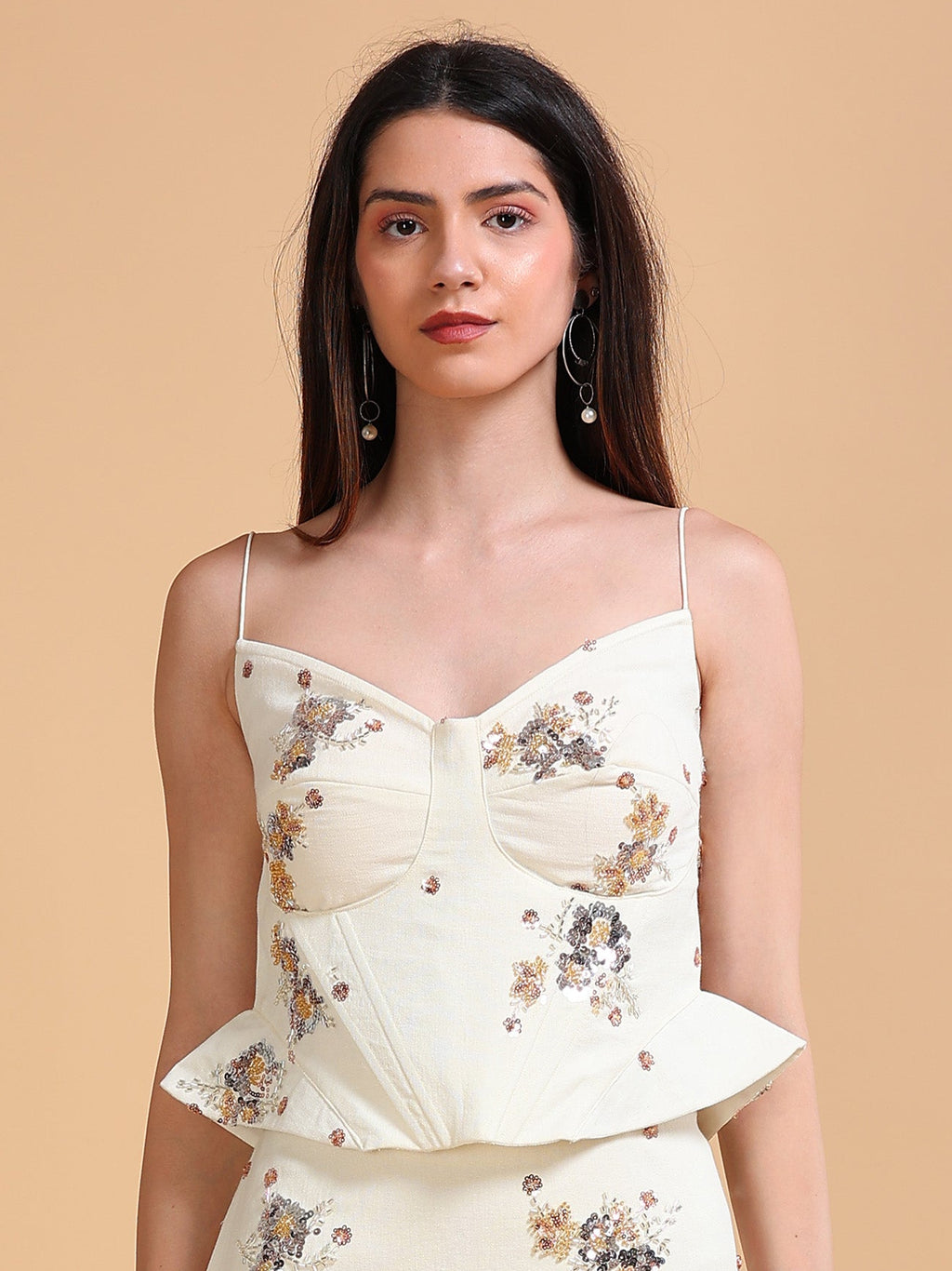 Luna Embroidered Corset Ivory