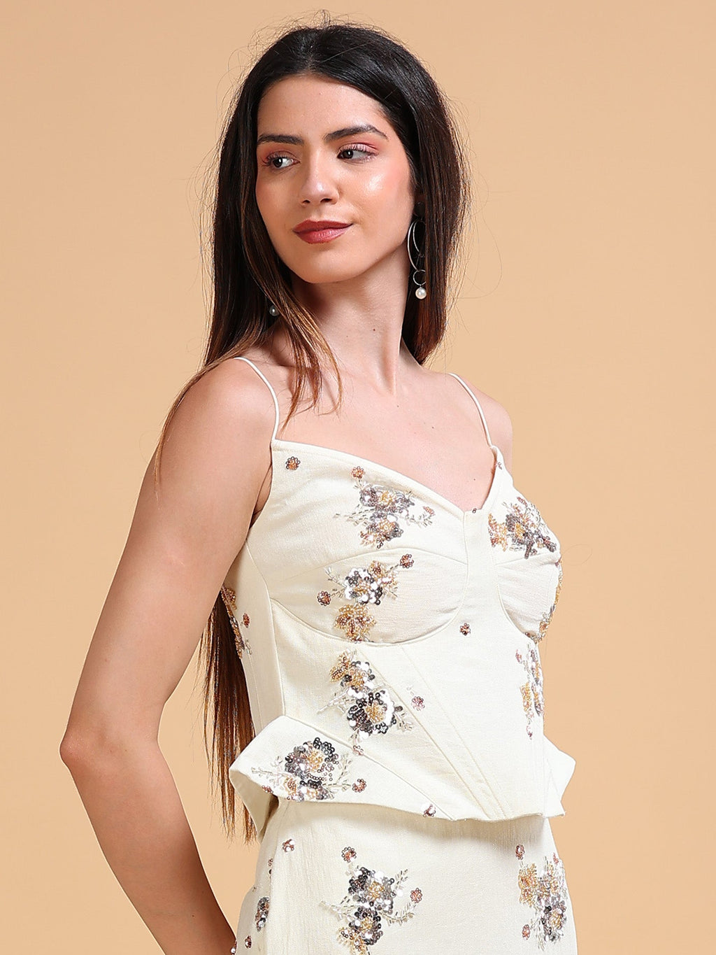 Luna Embroidered Corset Ivory