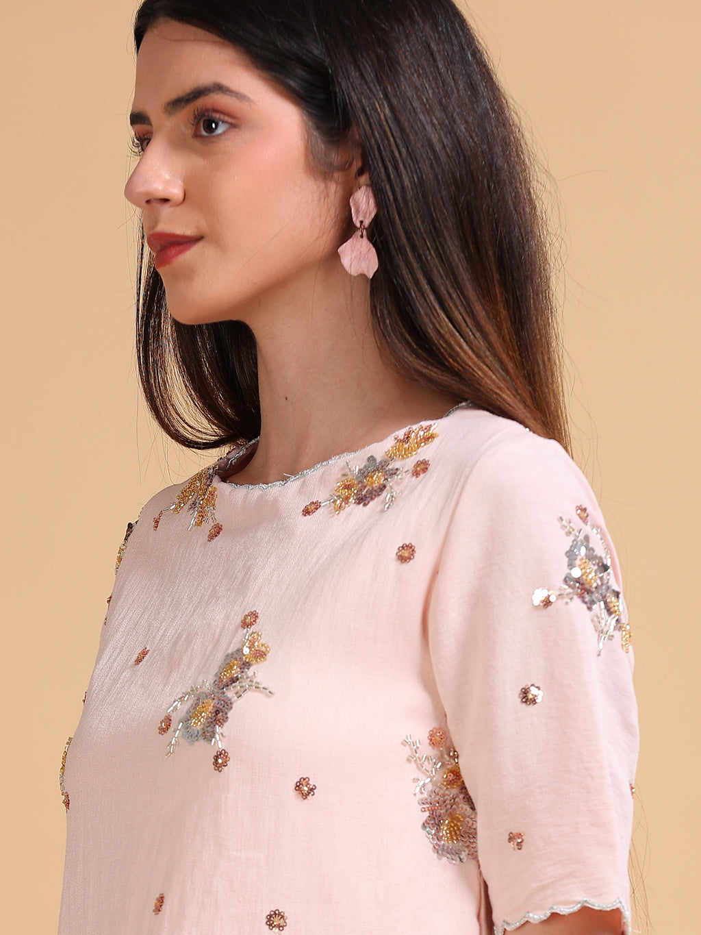 Luna Embroidered Top & Skirt Blush