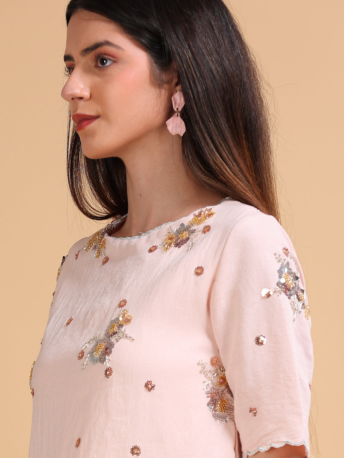 Luna Embroidered Top & Skirt Blush