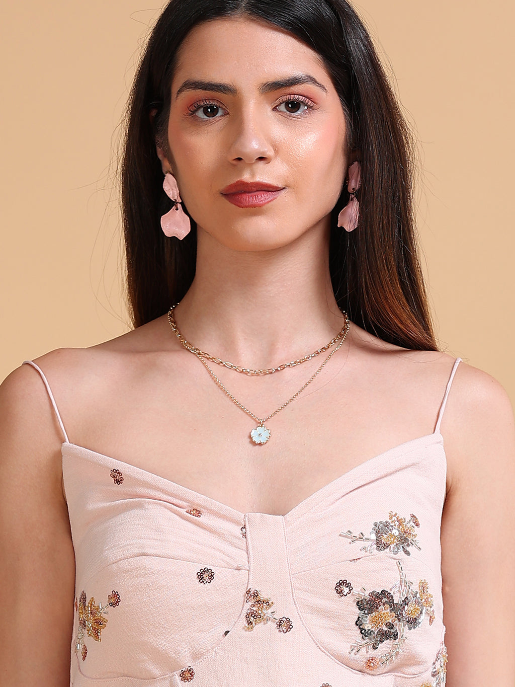 Luna Embroidered Corset Blush